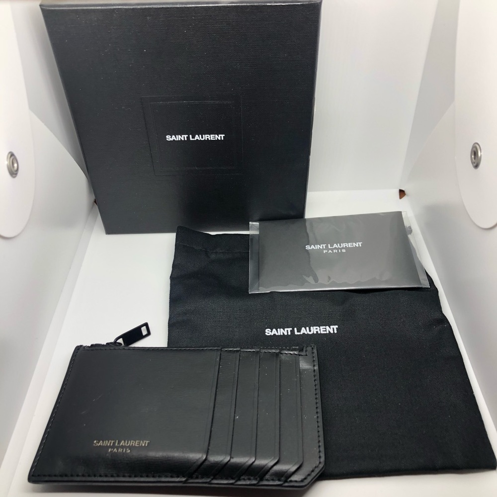 SAINT LAURENT ZIP CASE WITH FRONT CARD SLOTS